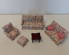 Dolls house furniture three piece suite Sofa Armchairs And Table
