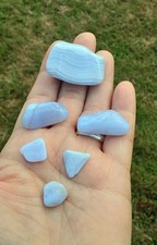 Job Lot of 6 Polished Natural Blue Lace Agate Gemstones, 31.7 Grams