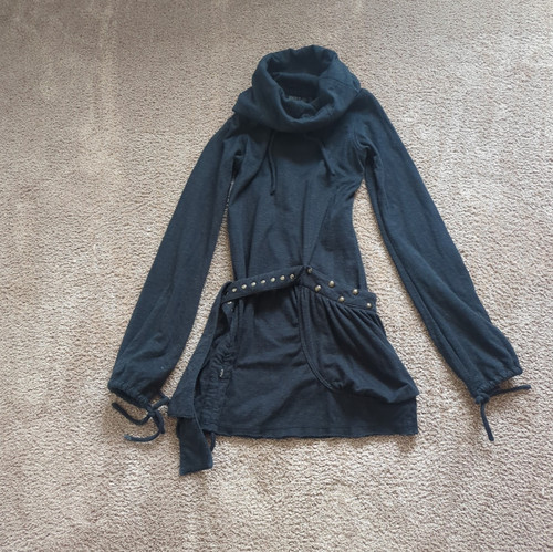 Psylo hooded black mini - hooded, dress