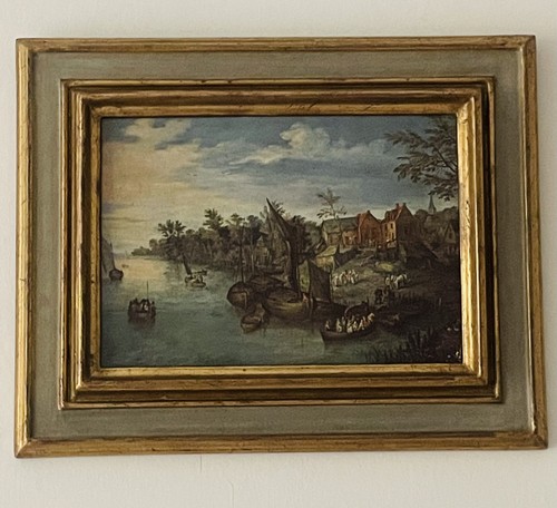 Framed vintage brueghel river - vintage,