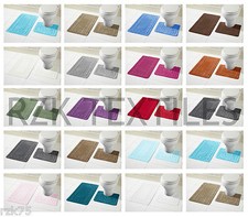 Miami 2 Piece Bath Mat & Pedestal Set Non Slip Bathroom Set Bathmats Easy Care