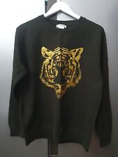 Topshop Love Print Sweatshirt Pullover Jersey Black Jumper Gold Glitter Tiger