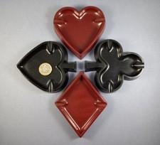 Four Art Deco Bakelite Ashtrays - Hearts, Diamonds, Clubs and Spades Card Suits