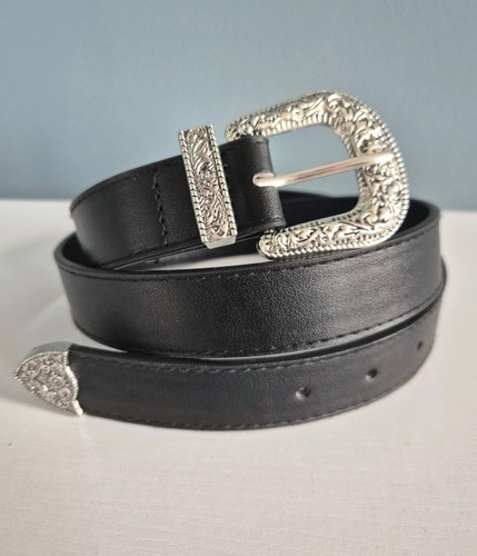 Western black cowboy belt - western,