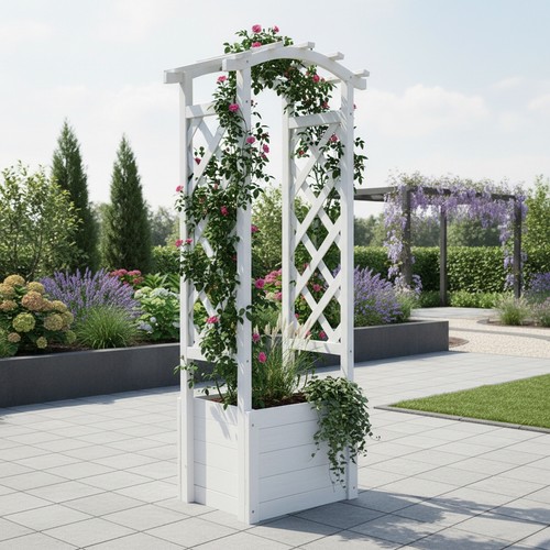 Rose arch white wooden - arch, trellis