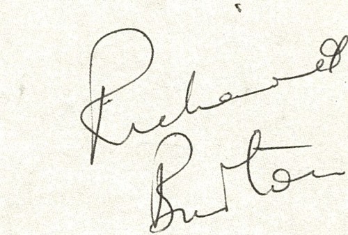 Richard burton signed card - burton,