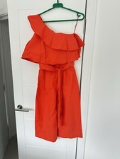 Women’s Zara Orange One Shoulder Culottes Jumpsuit Size Small UK 8 VGC