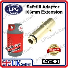 SAFEFILL gas bottle refill ADAPTOR EXTENSION bayonet UK LONG 103mm