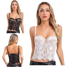 Sexy Women's Lace Quarter Cup Underwired Shelf Push Up Bra Unlined Bralette Tops