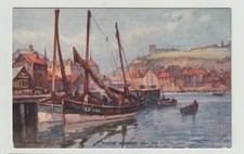 Tuck Oilette Postcard, Whitby Harbour From the Station, Frank Rousse