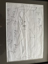 Damien Hirst Signed Sketch. Shark In The Tank. Signed In My Presence.