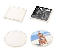 Plastic Coaster Blanks Square Round Clear Acrylic for Crafts Photo Cross Stitch
