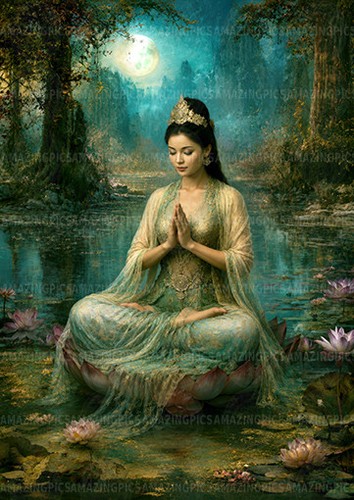 Quan yin meditation goddess - yin,