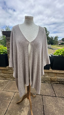 Harrods Of London Beige Cashmere and Silk Poncho Style Cardigan One Size New