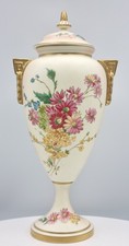 Royal Worcester Blush Ivory "Floral Mist" lidded handled vase, Ltd Ed dd 2002
