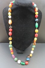 Vintage Multicoloured Bead Necklace including Bakelite and Genuine Amber