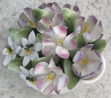 ROYAL DOULTON Vintage Bone China Flower Arrangement set in White Oval Vase