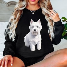 Westie Dog Animal Dogs Womens Sweatshirt Watercolor Illustration