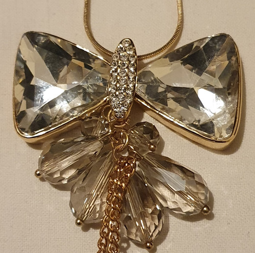 Long gold tone chain crystal - long,