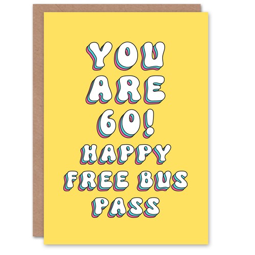 Greeting card 60th - card, bus