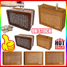 Wooden Piggy Bank Cash Box Money Bank With Counter Money Saving Challenge Box UK
