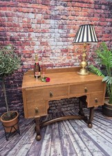 Vintage 1920s Oak Writing Desk – Arts & Crafts Style w/ Bakelite Handles