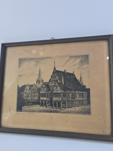 Signed german etching - german,
