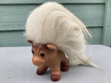 Vintage Dam things troll Pony horse 1960s long white hair amber eyes