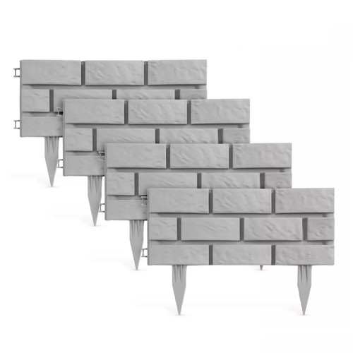 Grey brick effect garden fence - garden,