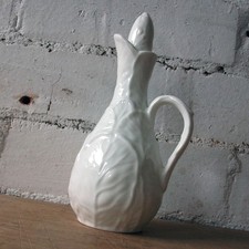 Coalport Cabbage Leaf Vinegar Bottle: Vintage English Fine White China Cruet