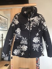 Ladies Joules Coat/Jacket Waterproof Size 10 Black/White Floral Excellent