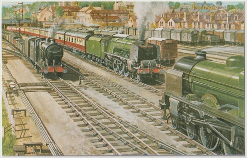 Railway art postcard - art,