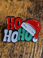 Christmas Ho Ho Ho Santa Hat Fun Pin Badge. 