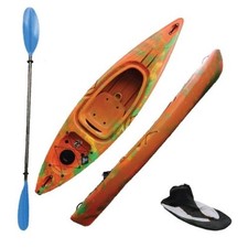 Riber Deluxe One Man Sit In Kayak + Paddle & Spraydeck R-1018-Orange/Green/Yello