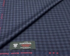 Blue Gingham Check Fabric Wool