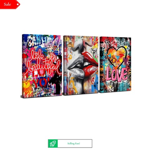 Banksy wall art 3pcs canvas - 3pcs,