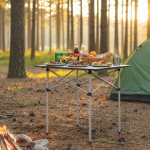 Folding roll camping table - folding, roll-up
