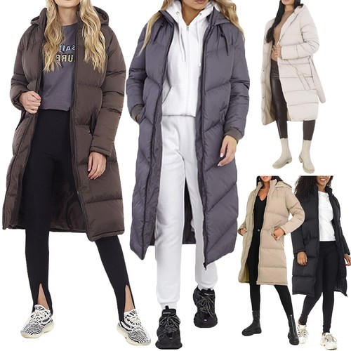 Womens long padded puffer hood - long,