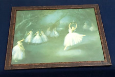 LARGE FRAMED VINTAGE BALLERINA PRINT IN FAIRLY GOOD CONDITION