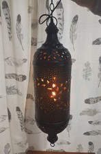 Black Embossed Metal Gothic Steampunk Hanging Lantern Ceiling Light