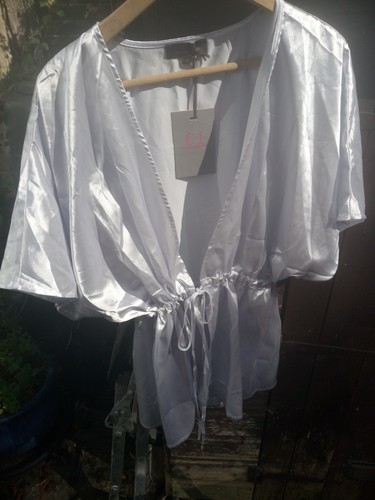 Silver satin robe size - silver,