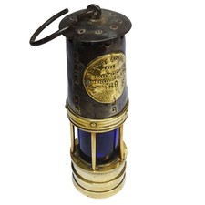 Miners Lamp, Blue Glass WW2