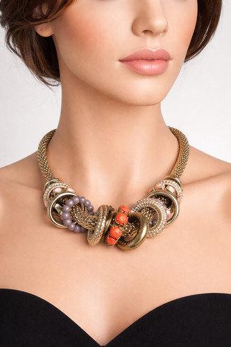 Chunky gold tone statement - gold,