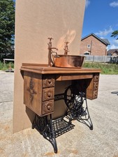victorian sewing machine vanity vintage copper sink unit handmade reclaimed 