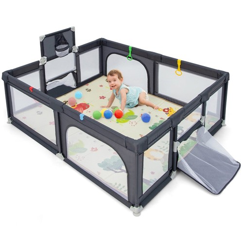 Costway baby playpen dark - playpen, grey