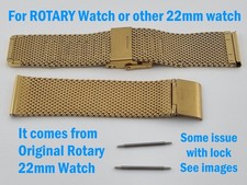 Original ROTARY 22mm Stainless Steel Metal Watch Mesh Milanese Strap