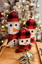 Rustic Wooden Snowman Trio