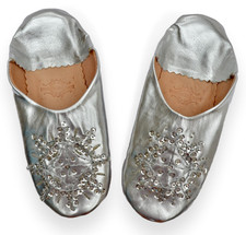 WOMENS MOROCCAN LEATHER SEQUIN BABOUCHE SLIPPERS SHEEPSKIN MULES **STAR DESIGN**