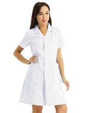UK Women's Nurse Doctor Uniform Lapel Collar Hospital Doctor Scrub Lab Coats
