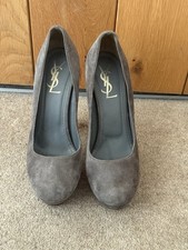 Yves Saint Laurent Tribute Grey Suede Heel Size 38